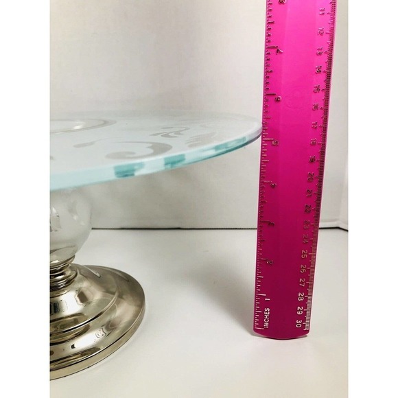 Cake Stand Silver and Etched. BEAUTIFUL! - Picture 5 of 7